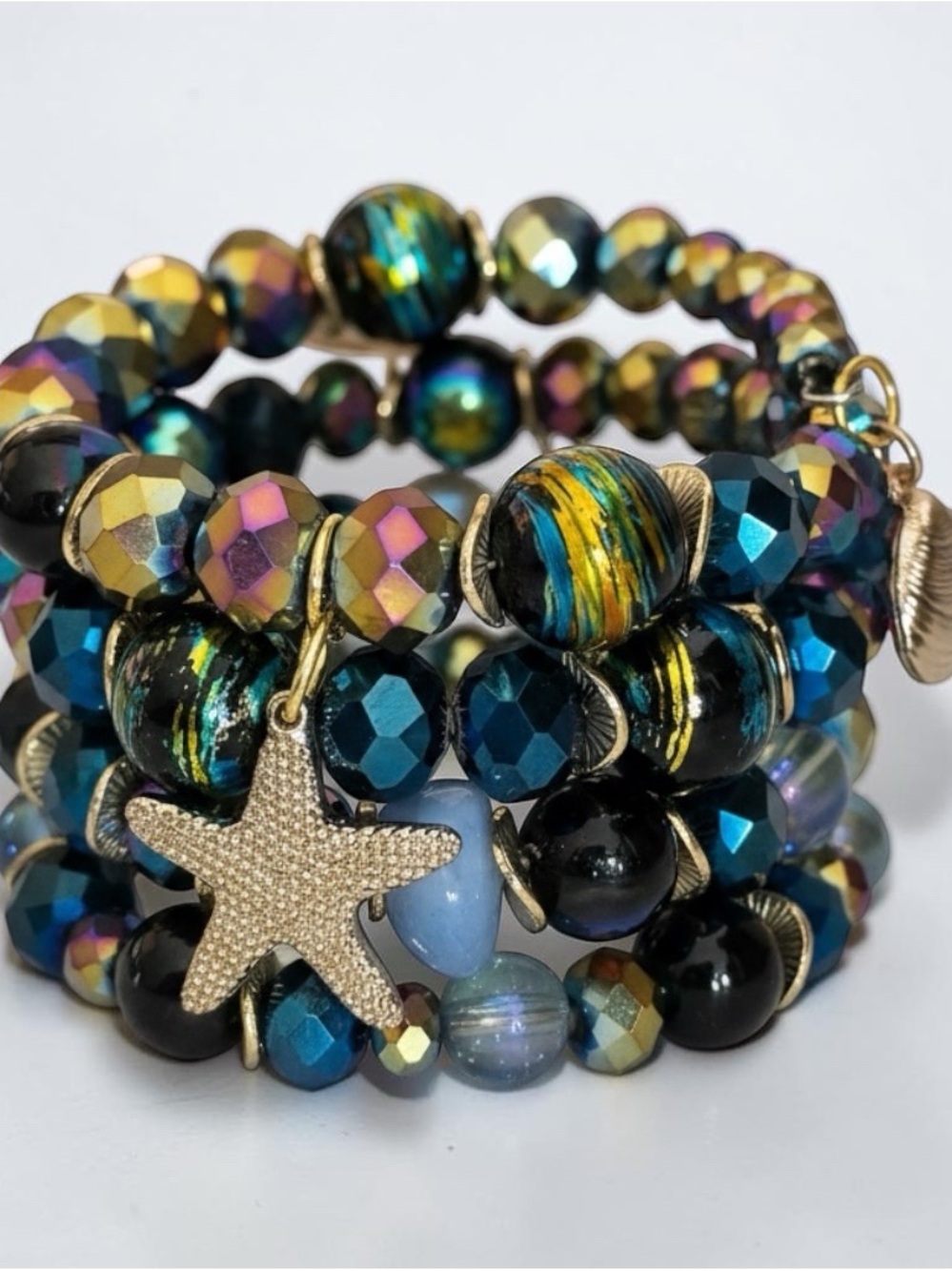 Tol Dezigns | Coastal Nights Memory Wire Bracelet - Picture 5 of 6